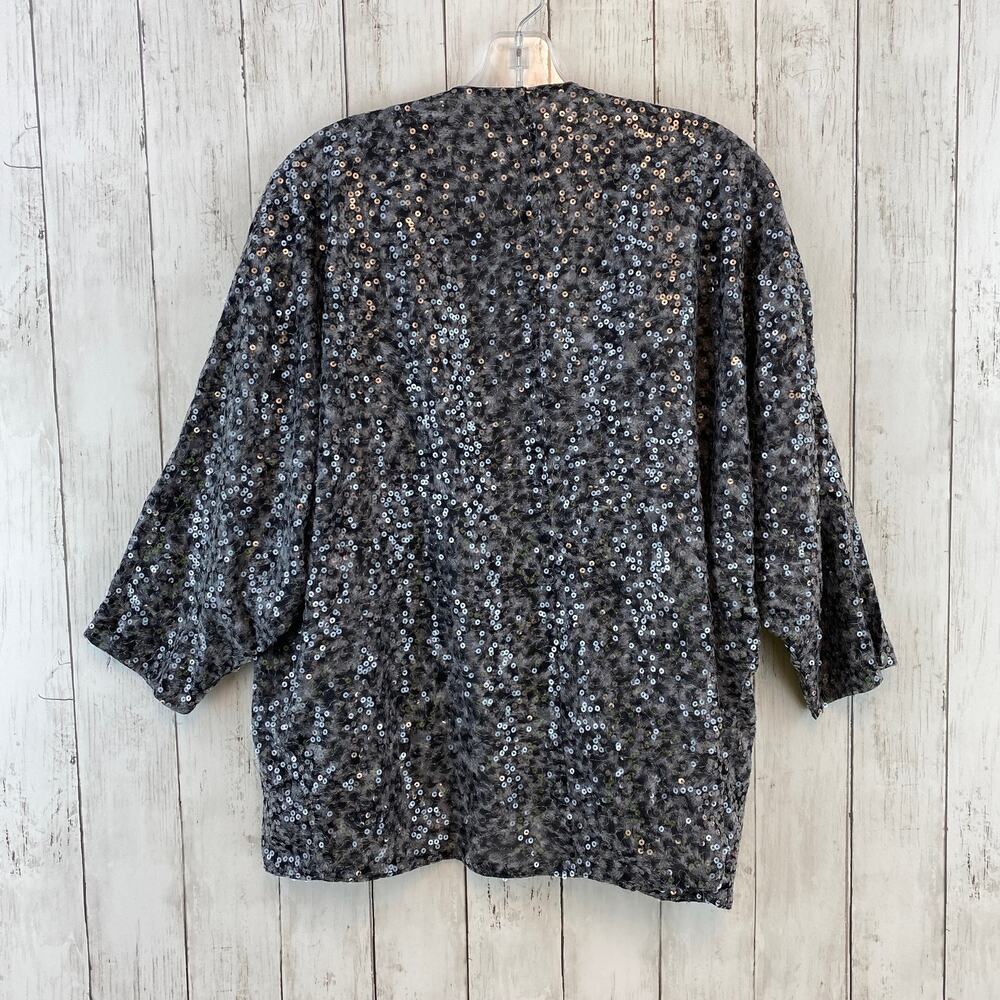 NWT Sanctuary Blue/Gray Formal Sequin Open Front Shrug Cardigan Size Small - Picture 10 of 10